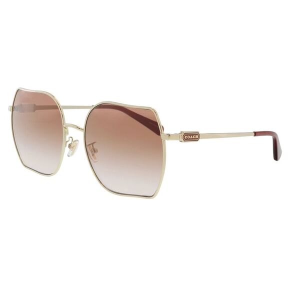 Coach 0HC7142 942913 Full Rim Shiny Light Gold Square Sunglasses - Picture 1 of 5